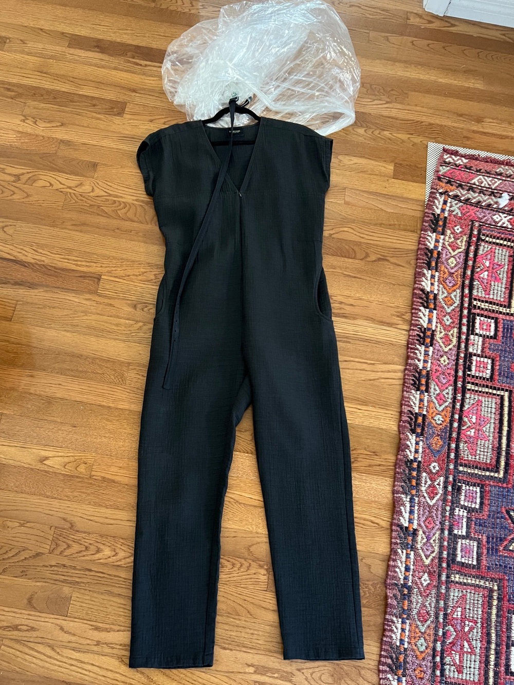 Rachel Comey Black Cap-Sleeve V-Neck Jumpsuit